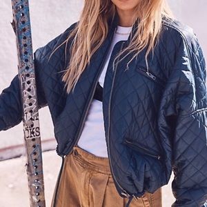 Free People Quilted Bomber Jacket